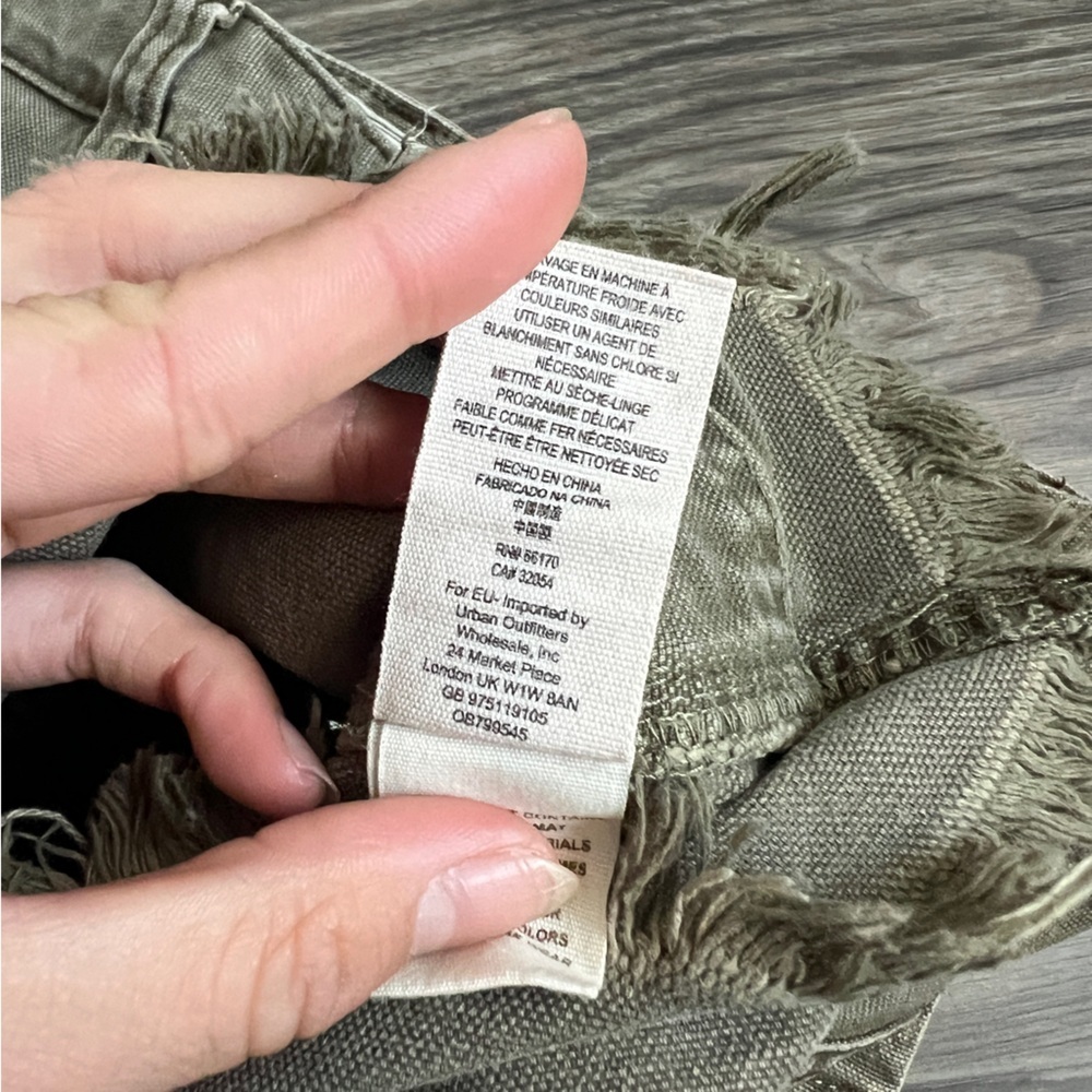 Free People Army Green Raw Hem Distressed Denim Cargo Mini Skirt - Picture 8 of 10